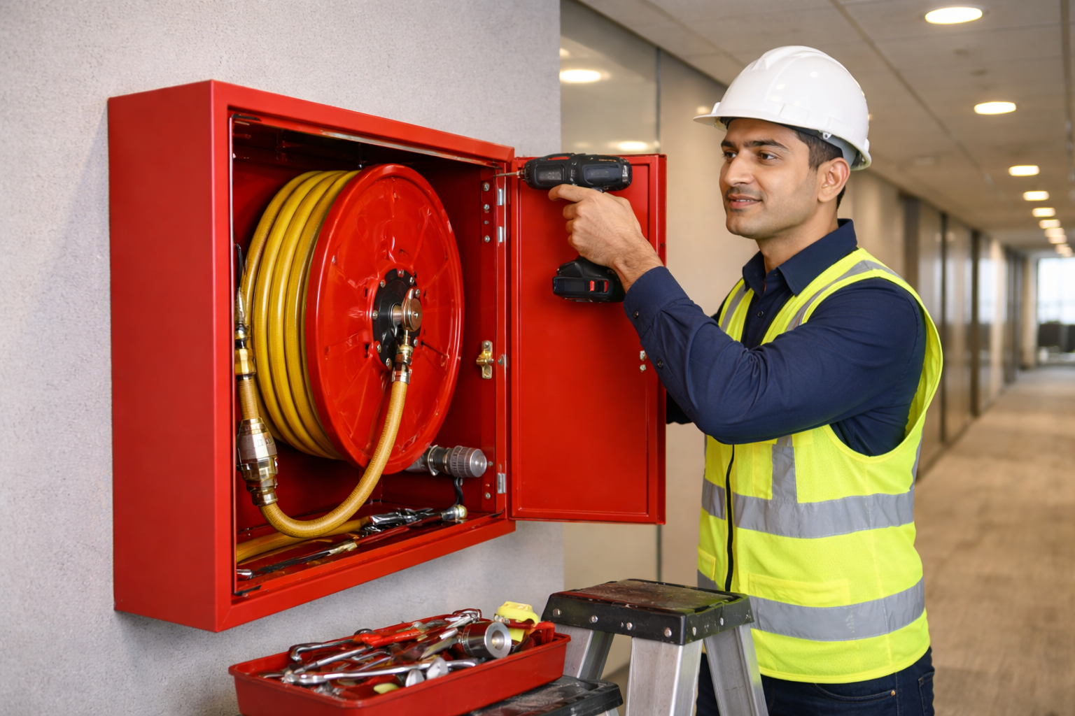 Hose reel cabinet installation